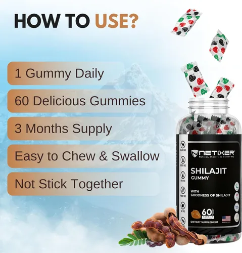 Vista 6 de Gomitas Shilajit – Sabor Tamarindo – 60 unidades – Apoya la energía, la resistencia y la vitalidad – Vegana, sin gelatina, sin gluten, sin OMG – 60