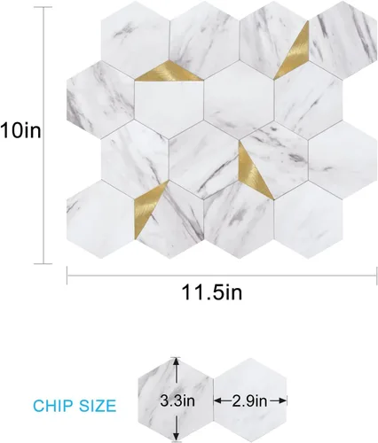 Vista 8 de Protector contra salpicaduras para cocina, protector contra salpicaduras hexagonales de alta calidad, azulejos sin costuras para baño
