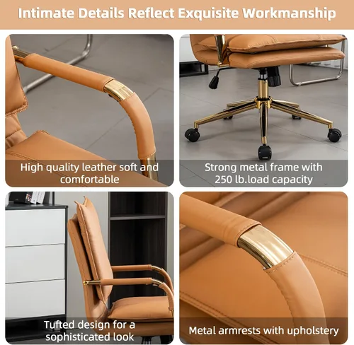 Vista 9 de Silla de oficina, cómoda silla de escritorio, silla giratoria de cuero, silla ergonómica para computadora con reposabrazos, silla de escritorio