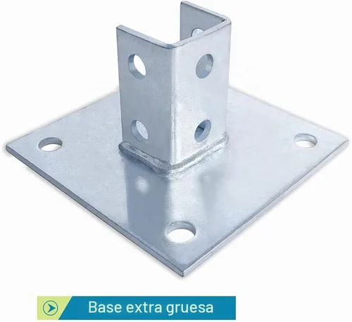 Vista 5 de Skelang Base de poste, montaje cuadrado de 4 agujeros para canal de puntal único de 1-5/8