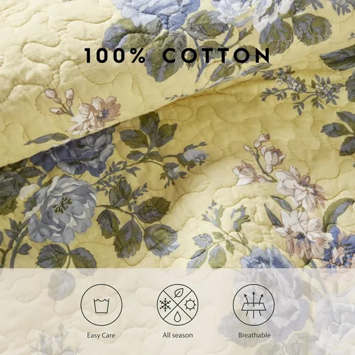Vista 8 de Laura Ashley - Juego de edredón tamaño Queen, ropa de cama reversible de algodón con fundas a juego, decoración ligera del hogar para todas