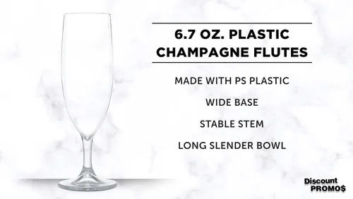 Vista 3 de DISCOUNT PROMOS Juego de 10 copas de champán de plástico, 6.7 oz. – Plástico, Barware, Elegante – Transparente