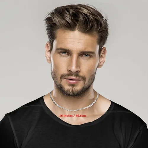 Vista 4 de Miabella Collar de Cadena de Eslabones Cubanos de Plata de Ley 925 Italiana de 5 mm con Corte de Diamante para Hombres y Mujeres, Fabricado en Italia