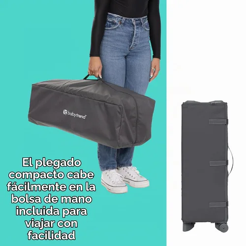 Vista 6 de Baby Trend Comet - Corral plegable rápido con moisés colgante, color gris desierto