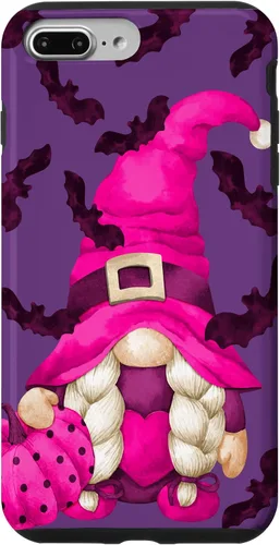Vista 12 de Halloween Pink Pumpkin and Bat Decor with Cute Witch Gnome Case for iPhone 17