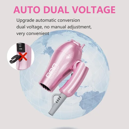 Vista 11 de DAN Auto Secador de pelo de doble voltaje,Secador de pelo,Soplador plegable