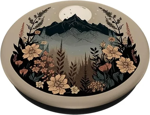 Vista 2 de Boho Chic Boho Hippie Nature Mountain Floral para niñas PopSockets intercambiables PopGrip