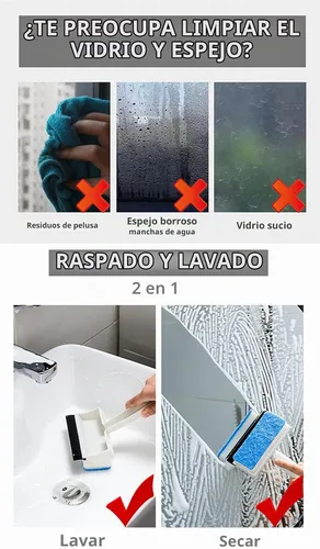 Vista 3 de Xicennego Cepillo multifuncional de limpieza de esponja de vidrio de doble cara, cepillo de limpieza de azulejos de vidrio, escobilla de baño