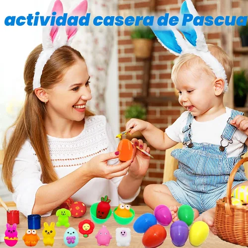 Vista 4 de 24 huevos de Pascua con Mochi Squishy Juguetes para niños Caza de huevos de Pascua, lindos juguetes de Pascua para rellenar cestas de Pascua