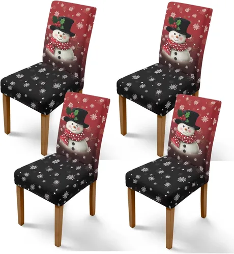 Vista 34 de Rnyleeg Juego de 1 fundas navideñas para sillas de comedor, color azul oscuro, fundas protectoras extraíbles y lavables para sillas de cocina