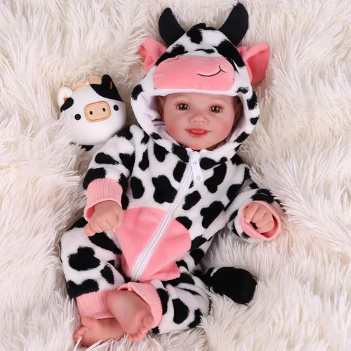 Vista 12 de BABESIDE Muñecas de bebé Reborn para nutrir el juego de simulación, muñeca realista de 17 pulgadas, cuerpo de tela suave, regalo para hermanas