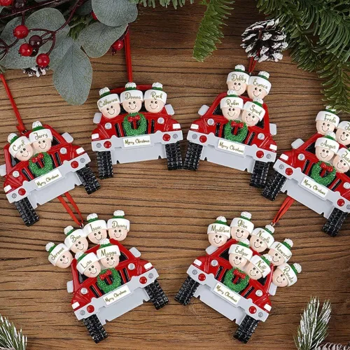 Vista 7 de Adorno personalizado para árbol de Navidad, familia de 2 nombres, adorno de Navidad con nombre personalizado para la familia (2 nombres)
