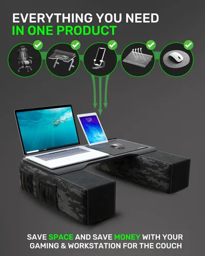 Vista 2 de Couchmaster® CYBOT - Escritorio ergonómico para cuadernos o equipos inalámbricos, incluyendo almohadas, alfombrilla de mouse