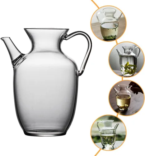 Vista 7 de Hemoton - Tetera de vidrio para uso doméstico Pequeña tetera de Kung Fu cómoda - Mango escaldado para elaborar cerveza y té de hierbas