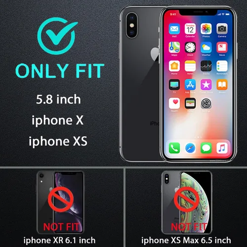 Vista 2 de YKHJKLEC Funda para iPhone X/iPhone Xs, grado militar 3 en 1, resistente a los golpes, a prueba de caídas, polvo con 2 protectores de pantalla