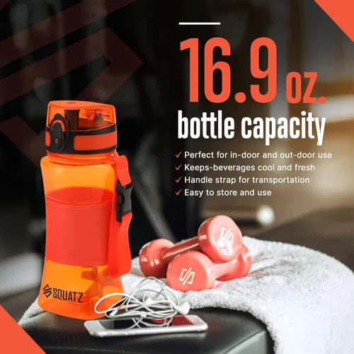 Vista 4 de SQUATZ Poseidon Series - Botella de agua de 17 onzas para proteínas y batidos de frutas, botella de boca ancha de alta calidad, filtro infusor