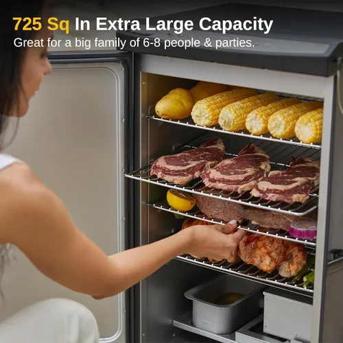 Vista 5 de EAST OAK Ahumador eléctrico de 30 pulgadas para exteriores Humos hasta 6 veces más largos en una sola carga Cargador de virutas lateral