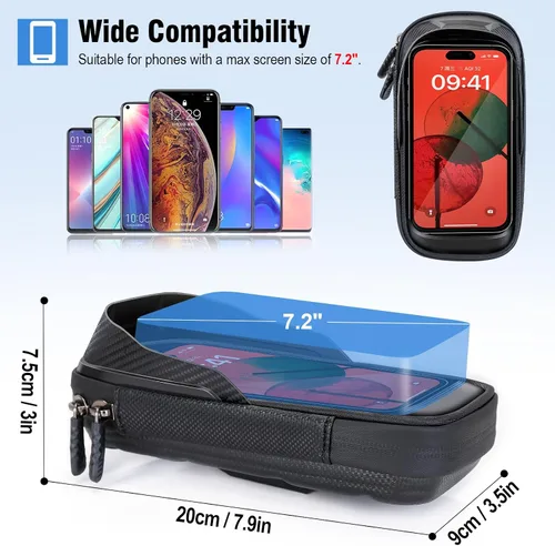 Vista 12 de Soporte de teléfono impermeable para motocicleta, rotación de 360°, espejo retrovisor de motocicleta, soporte para teléfono celular de gran