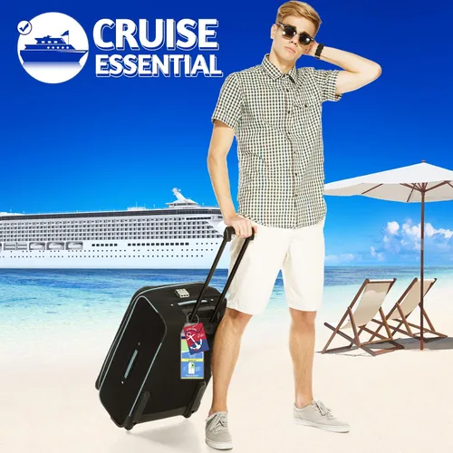 Vista 6 de Spiareal Juego de 12 etiquetas de equipaje de crucero con ancla náutica para colgar, etiquetas de crucero transparentes de PVC, etiquetas