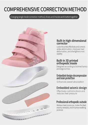Vista 6 de princepard Tenis ortopédicos para niños y niños pequeños, zapatos correctivos con soporte de arco y tobillo, evitan que los niños y niñas caminen