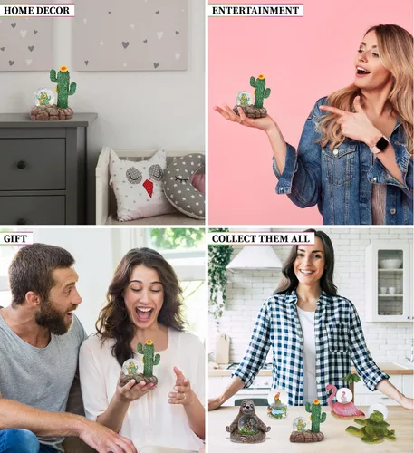 Vista 3 de CoTa Global Globo de nieve de cactus – Figura mágica de globo de agua arcoíris con purpurina brillante, adorno coleccionable para decoración