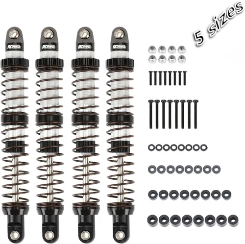 Vista 11 de RCAWD 7075 Amortiguadores de 80mm Universales para 1/10 RC Crawler, Mejoras para SCX10 I II III Pro 90046 AXI231017 TRX4 TRX6 Redcat D90 MST RC Negro