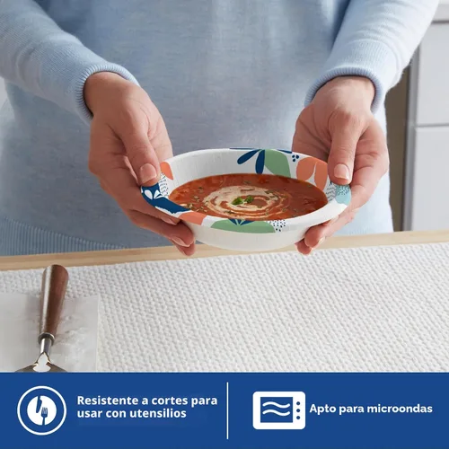 Vista 4 de Dixie Cuencos de papel pequeños, 10 onzas, 72 unidades, aptos para microondas, a prueba de remojo, cuencos desechables, ideales para aperitivos