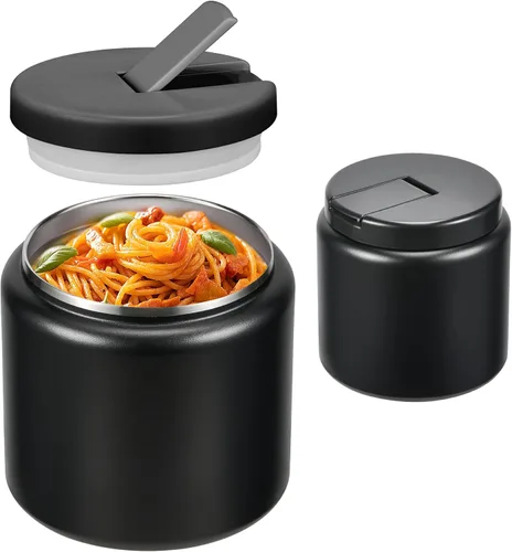 Vista 12 de Termo de sopa de 13.5 onzas para niños con tapa de hebilla, recipiente de comida aislado al vacío, boca ancha, a prueba de fugas, acero inoxidable