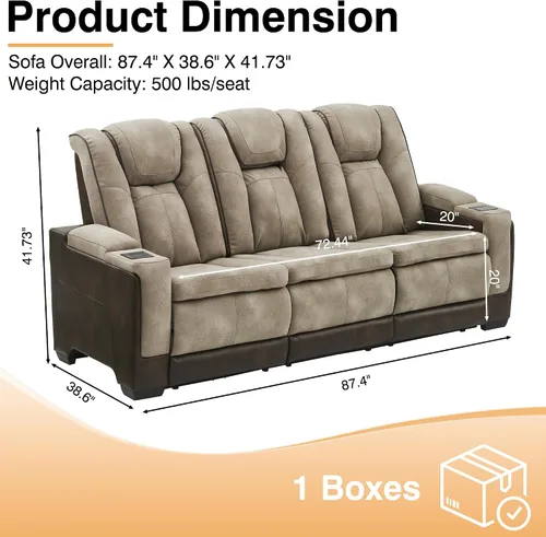 Vista 2 de THSUPER Sofá reclinable de microfibra con alimentación, sofá reclinable para cine en casa con reposacabezas ajustable/luz de lectura/puerto