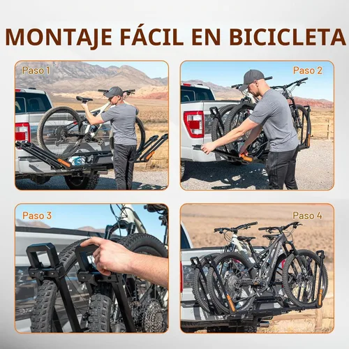 Vista 8 de TOOENJOY Soporte de bicicleta plegable para enganche, plataforma de transporte de bicicletas resistente con brazos duales, se ajusta a receptor