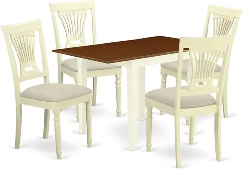 Vista 7 de East West Furniture NDPL3-BCH-W - Juego de mesa de comedor moderno de 3 piezas que contiene una mesa rectangular de madera con gotas y 2 sillas