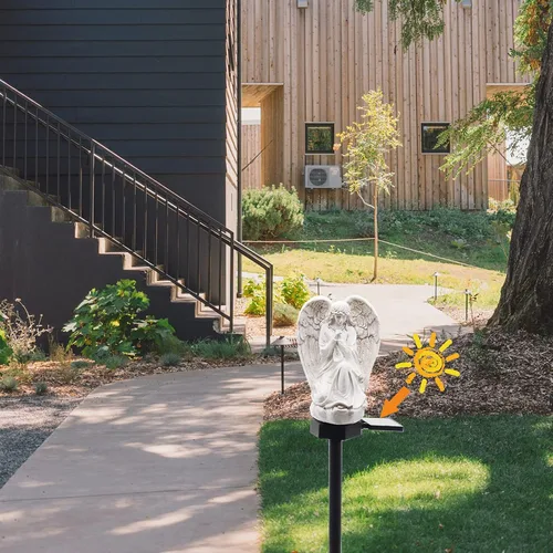 Vista 4 de WAYDA Luz solar de ángulo al aire libre para cementerio, lámpara de ángel impermeable LED, luces solares de ángel para jardín, balcón, patio