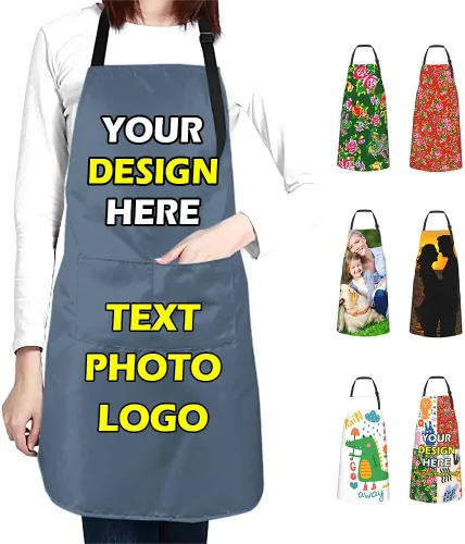 Vista 39 de Delantales impermeables personalizados para diseñar tu propia imagen, logotipo, texto, añadir fotos, delantal para cocinar hornear, 33 x 27.5