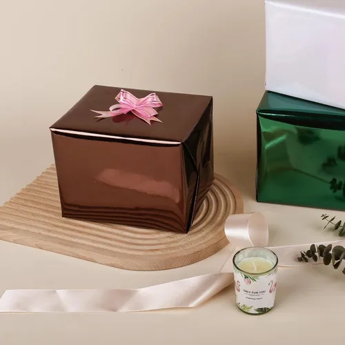 Vista 5 de NESCCI Papel de regalo metálico marrón, papel de color sólido, papel de regalo perfecto para bodas, día de San Valentín, cumpleaños, Navidad, baby