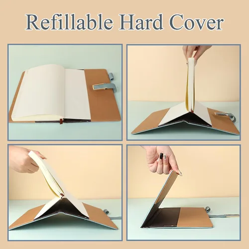 Vista 3 de Fanery Sue Funda de escritura recargable personalizada para diario para hombres y mujeres de piel sintética con tapa dura A5 con hebilla magnética