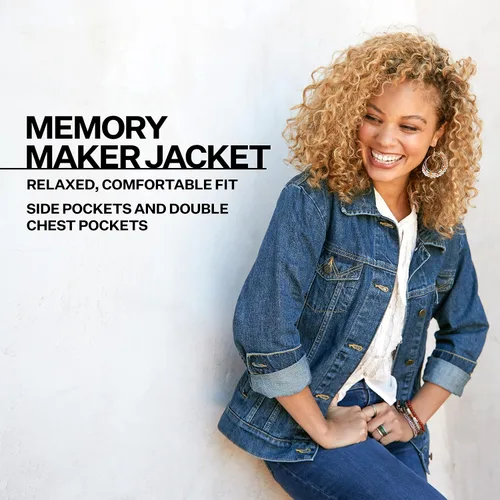 Vista 6 de Wrangler Women's Relaxed Fit Memory Maker Jean Jacket