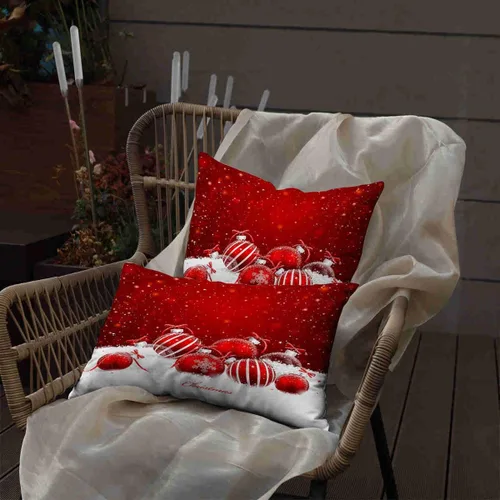Vista 7 de Decoración de bola de Navidad roja y blanca, Feliz Navidad, decoración festiva, funda de almohada, funda de cojín, sofá de oficina en casa, funda