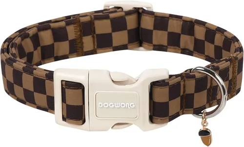 Vista 12 de DOGWONG Collar de Algodón para Perro, Collar para Perro de Cuadros Azules Resistente, Collar Suave y Duradero para Perro Macho, Lindo Collar de A