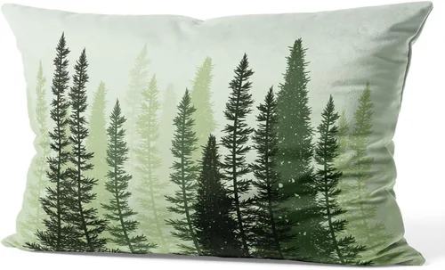 Vista 11 de Healbrighting Fundas de almohada verde bosque, bosque, bosques, árboles de coníferas, decoración del hogar, 12 x 16 pulgadas, patrón de un lado