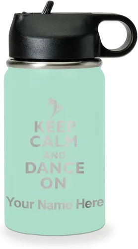 Vista 58 de LaserGram Botella de agua personalizada, mantén la calma y baila, acero inoxidable de doble pared aislada al vacío con popote superior, regalo Rosa