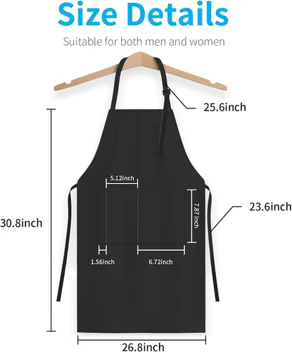 Vista 7 de Delantal ajustable con peto, impermeable, con 2 bolsillos, correa para el cuello y corbata extra larga, delantales de cocina unisex