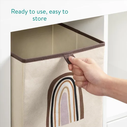 Vista 6 de Navaris Juego de 3 cubos de almacenamiento para niños, organizador de tela para niños, cubo de tela plegable para dormitorio de niños, guardería