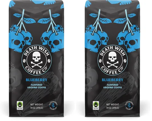 Vista 39 de Death Wish Coffee - Café molido orgánico de tostado medio, paquete de 6 Fair Trade Arabica & Robusta, Stone Fruit Caramel & Roasted Nut Notes