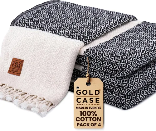 Vista 27 de Gold CASE - Juego de 4 Toallas de Mano Turcas para Baño, 20 x 40 pulgadas, Toallas de Baño 100% Algodón, Toalla Pequeña de Cocina Aphrodite