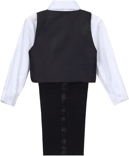 Vista 4 de Dressy Daisy Traje de esmoquin con cola para bebés y niños, talla 12-24 meses y 2T a 4T, color negro, blanco marfil