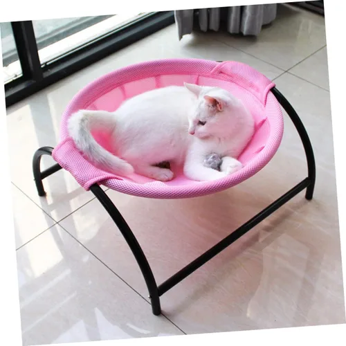Vista 4 de Mikikit Hamaca transpirable para gatos, marco de hierro extraíble para gatos y perros pequeños, fácil de limpiar y mantener