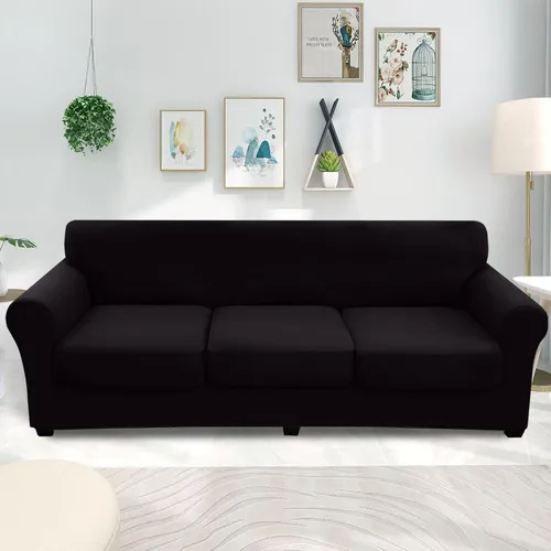 Vista 2 de hyha Fundas de sofá de 4 piezas para sofá de 3 cojines, fundas de sofá suaves y lavables, fundas de sofá elásticas para perros, protector de muebles