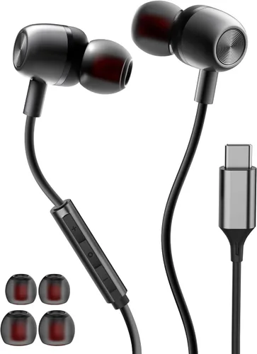 Vista 8 de Auriculares USB C para Samsung S24 S23 FE S22 S21 S20 A53 A54 Auriculares intrauditivos de metal tipo C con micrófono Control de volumen Bass Stereo
