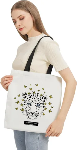 Vista 4 de TeeYee Bolsa de lona para compras, bolsa de playa ligera con asas, bolsas de comestibles reutilizables, adecuadas para actividades de regalo