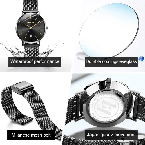 Vista 6 de OLEVS Reloj de mujer de malla para mujer con fecha, analógico de cuarzo, reloj de pulsera para mujer, vestido clásico, resistente al agua
